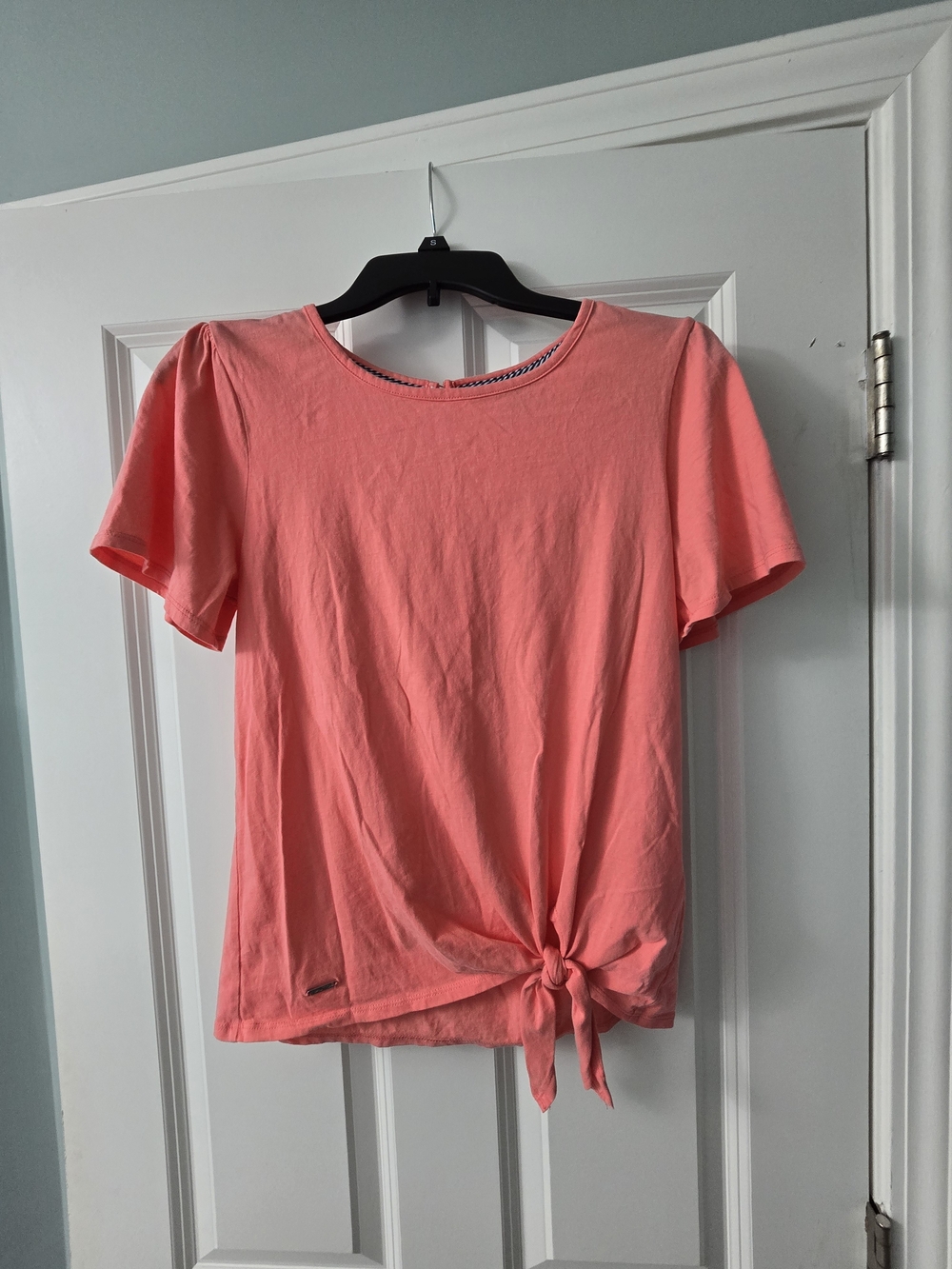 Nautica Women’s Short Sleeve Tie-Front Top in Coral Pink